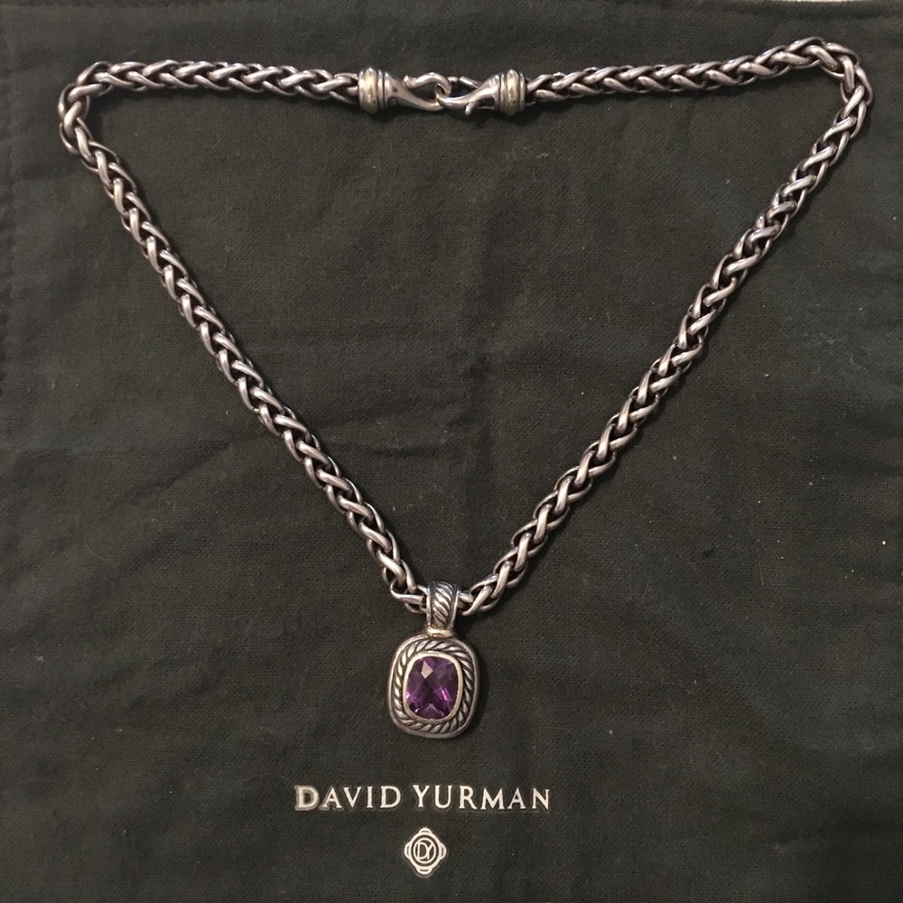 David Yurman Amethyst Wheat Link Necklace